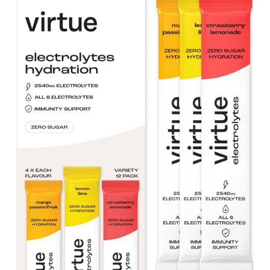 Virtue Drinks Virtue Electrolytes Hydration Powder Variety Pack 12 Sachets