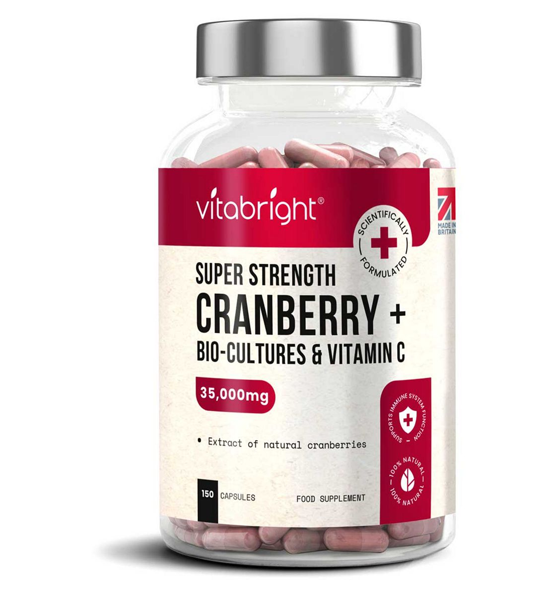 VitaBright Cranberry Bio Cultures & Vitamin C Capsules 75 Day Supply 150S