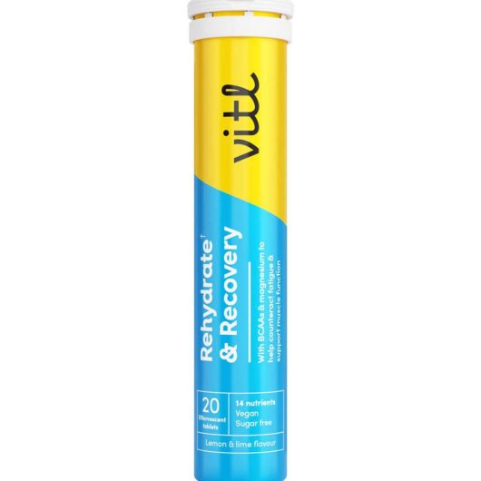 Vitl Rehydrate & Recovery Effervescent Tablets With Bcaas Lemon Lime 20S
