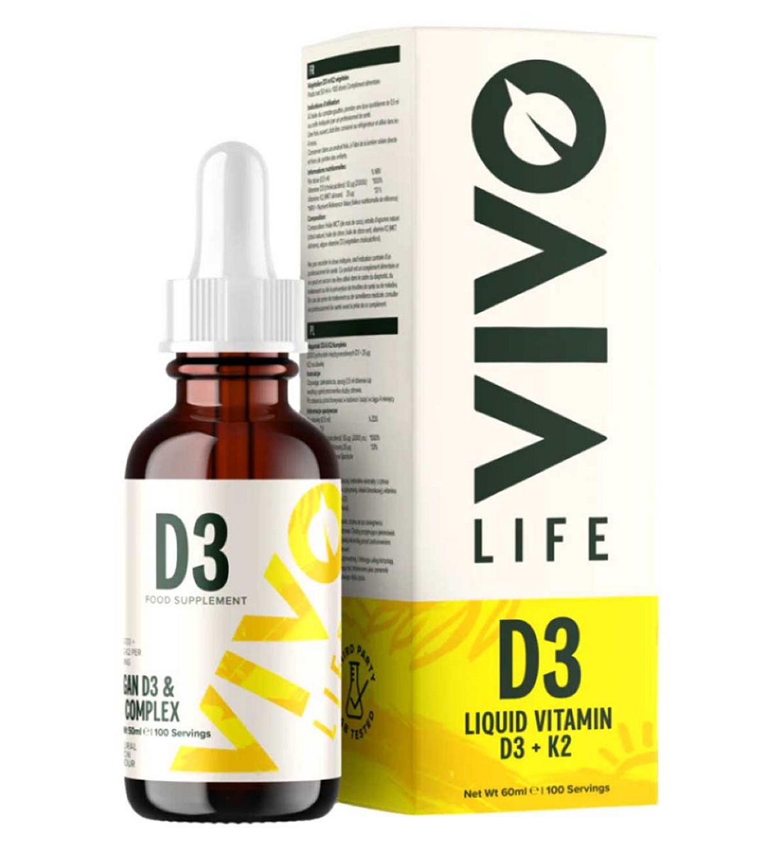 Vivo Life Vitamin Liquid D3 And K2 Complex Lemon Flavour 50ml