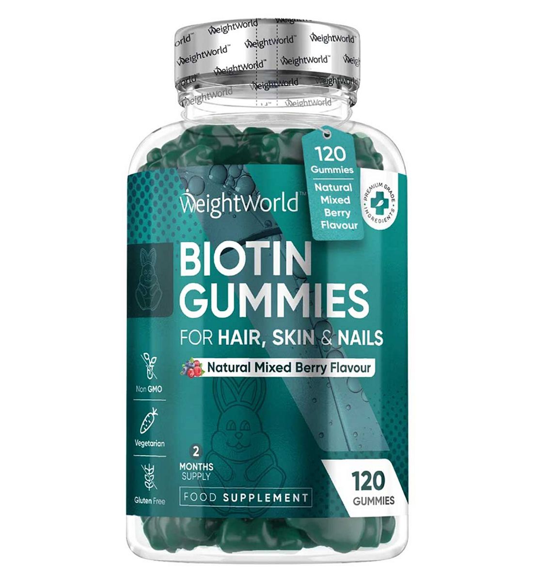 WeightWorld Biotin Gummies For Hair Skin And Nails 5000Mcg 120
