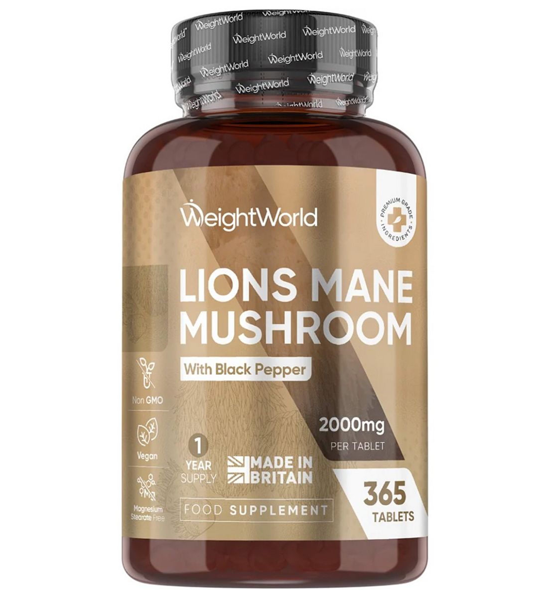 WeightWorld Lions Mane Mushroom Extract 2000Mg 365 Tablets
