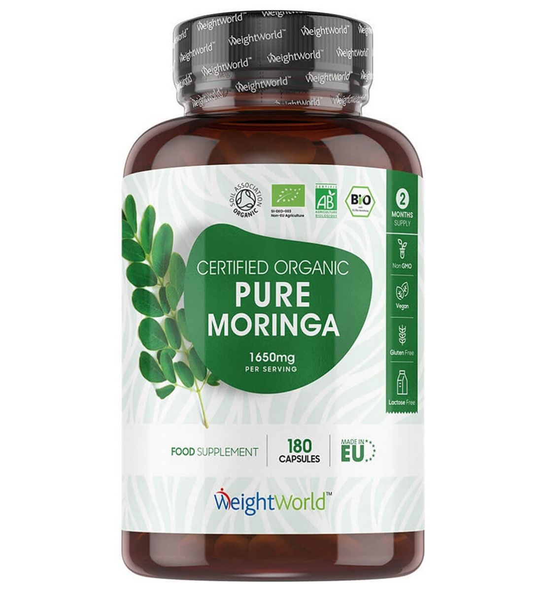 WeightWorld Organic Pure Moringa 1650Mg 180 Capsules