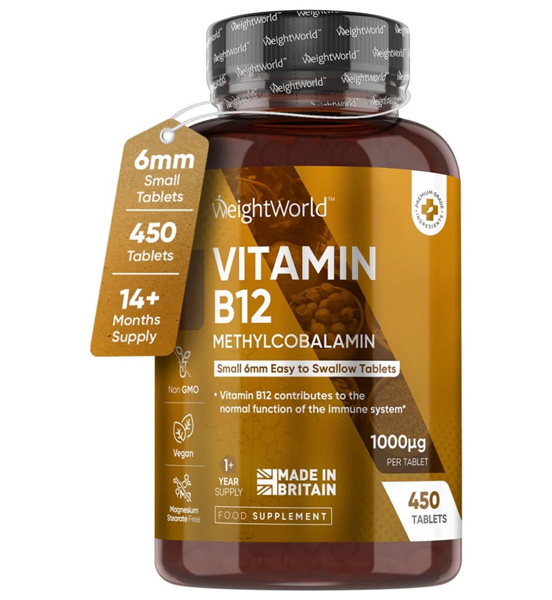 WeightWorld Vitamin B12 (Methylcobalamin) 1000Mcg 450 Tablets
