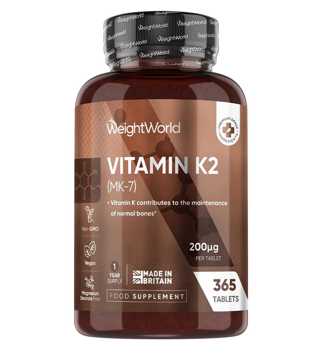 WeightWorld Vitamin K2 Mk-7 200Mcg 365 Tablets