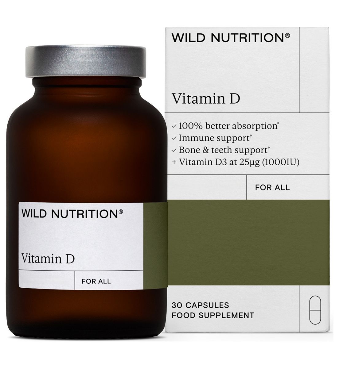 Wild Nutrition Vitamin D Supplement 30 Capsules