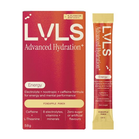 YOURLVLS Lvls Advanced Hydration+ Energy Electrolyte Powder Pineapple Punch 10 Pack