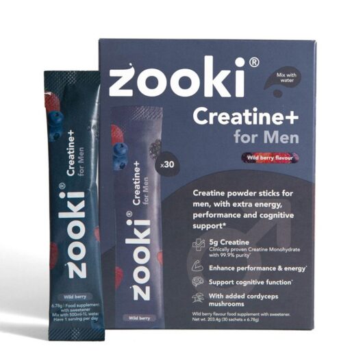 Zooki Creatine+ For Men, Powder Sachets, Wild Berry Flavour - 30 6.78g