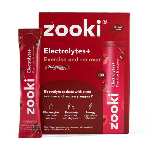 Zooki Electrolytes+ Exercise & Recover, Cherry Flavour - 30 Sachets