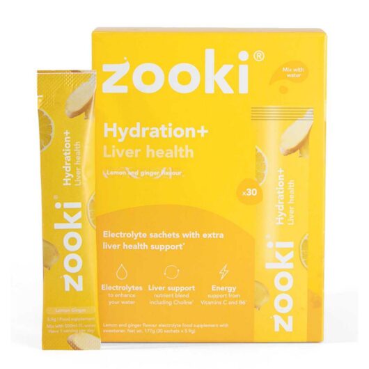 Zooki Electrolytes+ Liver Health, Lemon Ginger Flavour - 30 Sachets