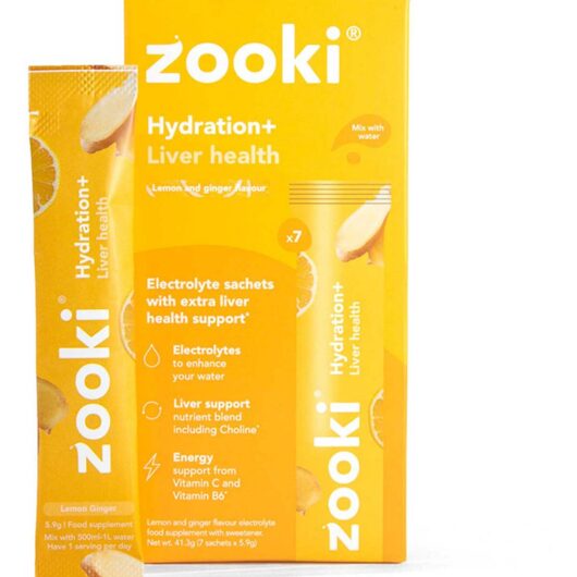 Zooki Electrolytes+ Liver Health, Lemon Ginger Flavour - 7 Sachets