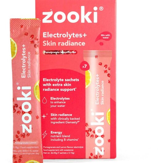 Zooki Electrolytes+ Skin Radiance, Pomegranate Flavour - 7 Sachets