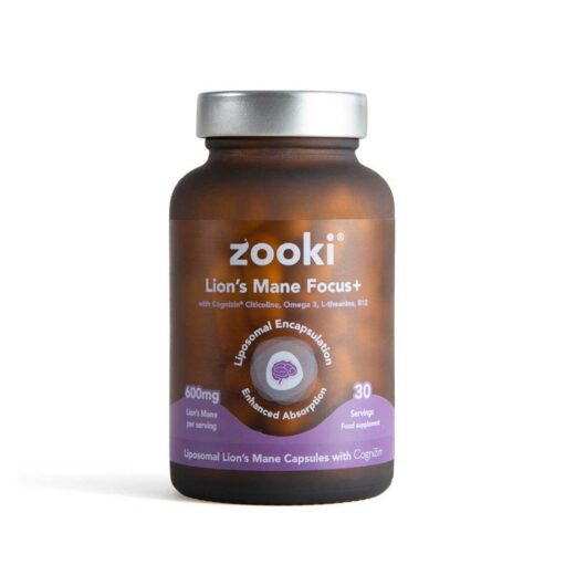 Zooki Liposomal Lions Mane Mushroom 600Mg Capsules - 30 Day Supply