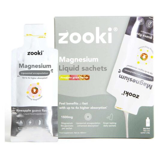 Zooki Liposomal Magnesium Bisglycinate 1,500Mg, Pineapple Guava Flavour - 30X15Ml Liquid Sachets
