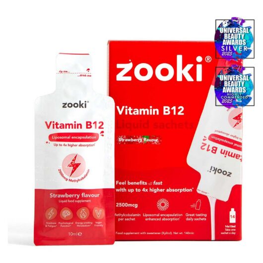 Zooki Liposomal Vitamin B12 2500Mcg, Strawberry Flavour - 14X10Ml Liquid Sachets