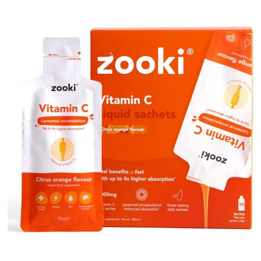 Zooki Liposomal Vitamin C 1,000Mg, Citrus Orange Flavour - 30X15Ml Liquid Sachets, 1000mg