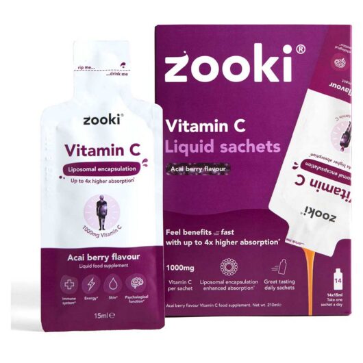 Zooki Liposomal Vitamin C, Acai Berry Flavour 15ml - 14 Liquid Sachets