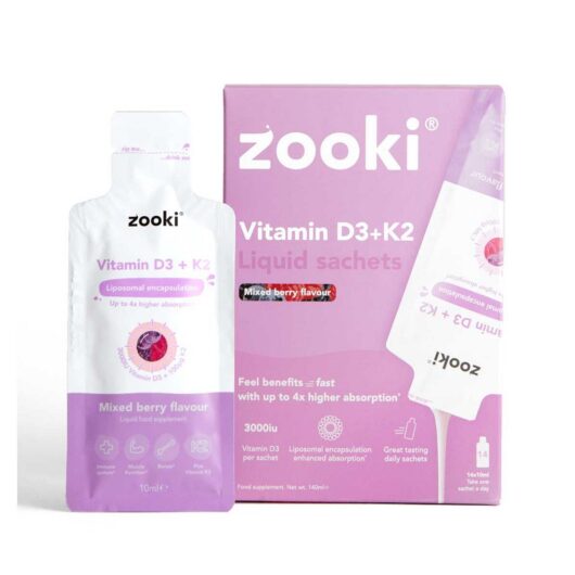 Zooki Liposomal Vitamin D3 + K2 3,000Iu, Mixed Berry Flavour - 14X10Ml Liquid Sachets