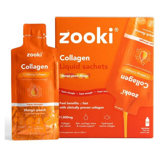 Zooki Super Strength Marine Collagen 11,000Mg, Mango Peach Flavour - 30X18.5Ml Liquid Sachets