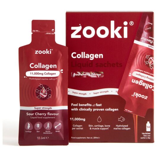 Zooki Super Strength Marine Collagen 11,000Mg, Sour Cherry Flavour -14X18.5Ml Liquid Sachets