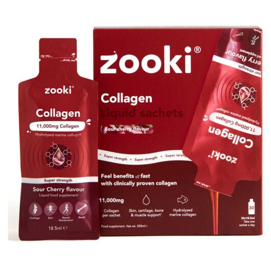 Zooki Super Strength Marine Collagen 11,000Mg, Sour Cherry Flavour - 30X18.5Ml Liquid Sachets